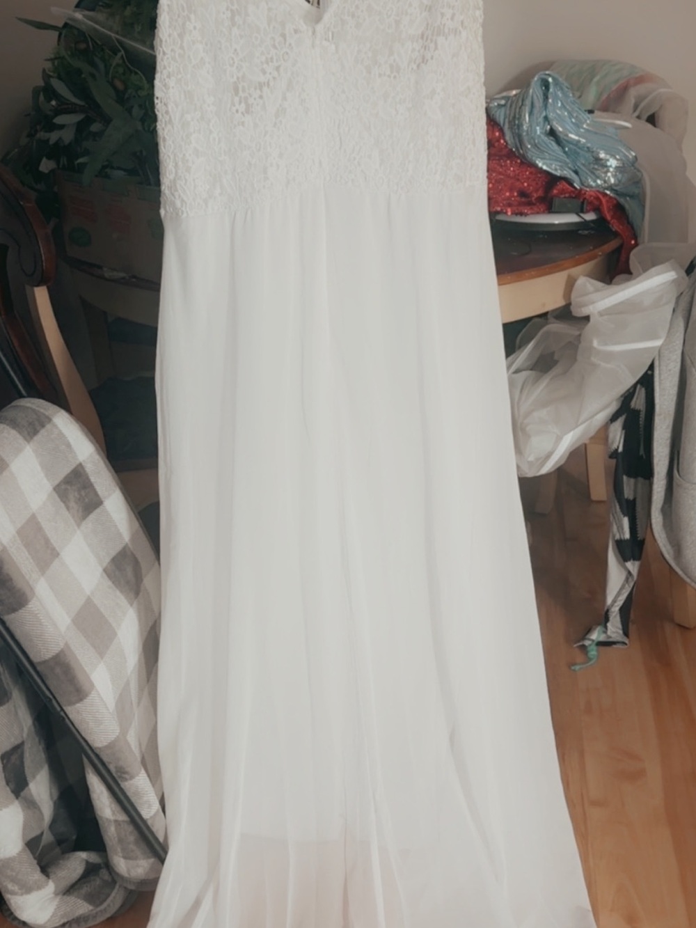 Lace Bodice White A-Line Wedding Dress